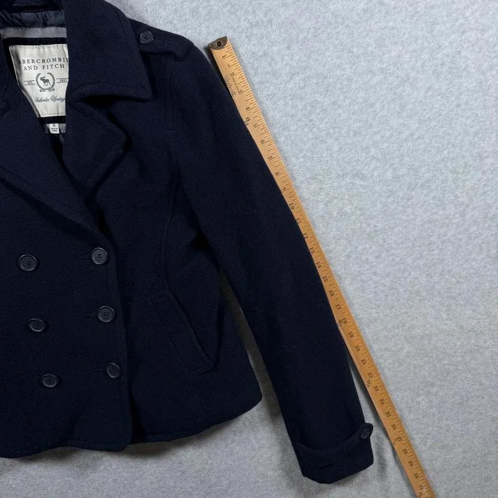 Vintage Abercrombie & Fitch Womens Medium Navy Blue Wool Blend Peacoat Jacket - Picture 13 of 16